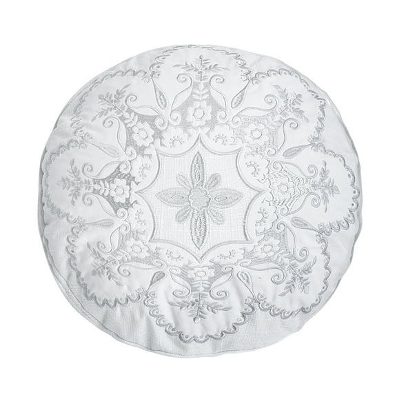 Levtex Home - Matalasse Bright White - Decorative Pillow (16in. Round) - Medallion - White and Grey