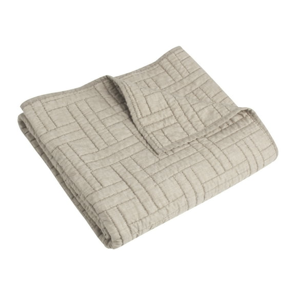 Levtex Home - Melange Stitch - Throw - Solid Stitched - Natural - Quilt (50x60in.) and Sham 50x60in. - PolyCotton blend