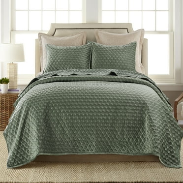Levtex Home - Merano Quilt - Full/Queen - Quilted Velvet - Seafoam Green - Quilt Size (88x92in.) - Polyester Velvet and Microfiber