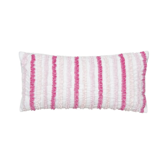 Levtex Home - Merrill - Kids Decorative Pillow (12x24in.) - Ruffled - White, Pink, and Blush