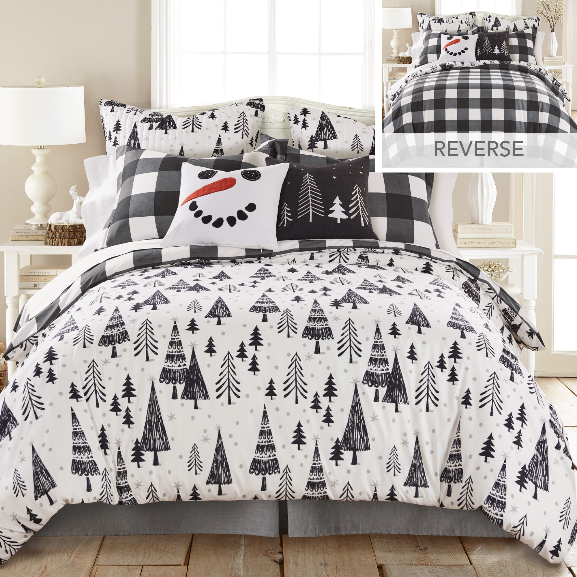 Northern Star Full/Queen Black and White Microfiber Duvet Cover Set