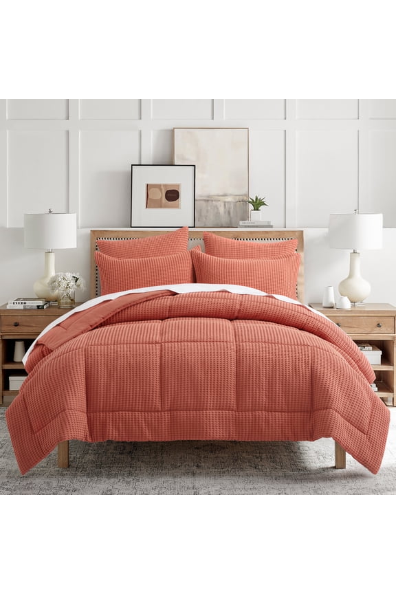 - Mills Waffle Adobe Comforter Set - Twin Comforter + One Standard Pillow Case - Adobe Waffle Weave - Comforter (68 x 88in.) and Pillow Case (26 x 20in.) - Cotton