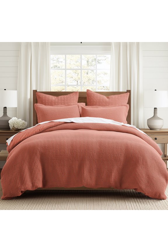 - Mills Waffle Adobe Duvet Cover Set - Full/Queen Duvet Cover + Two Standard Pillow Cases - Adobe Waffle Weave - Duvet Cover (90 x 94in.) and Pillow Case (26 x 20in.) - Cotton