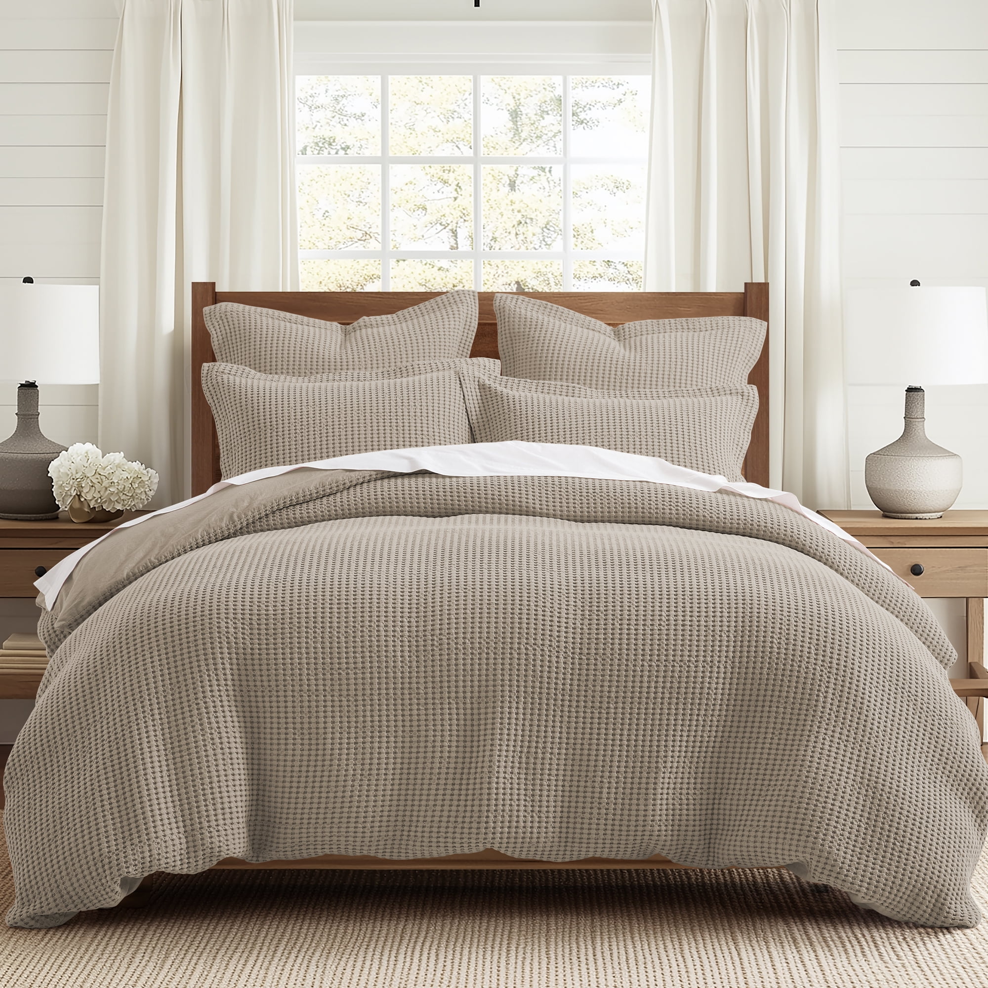 Levtex Home - Mills Waffle Beige Fawn Duvet Cover Set - Full/Queen ...