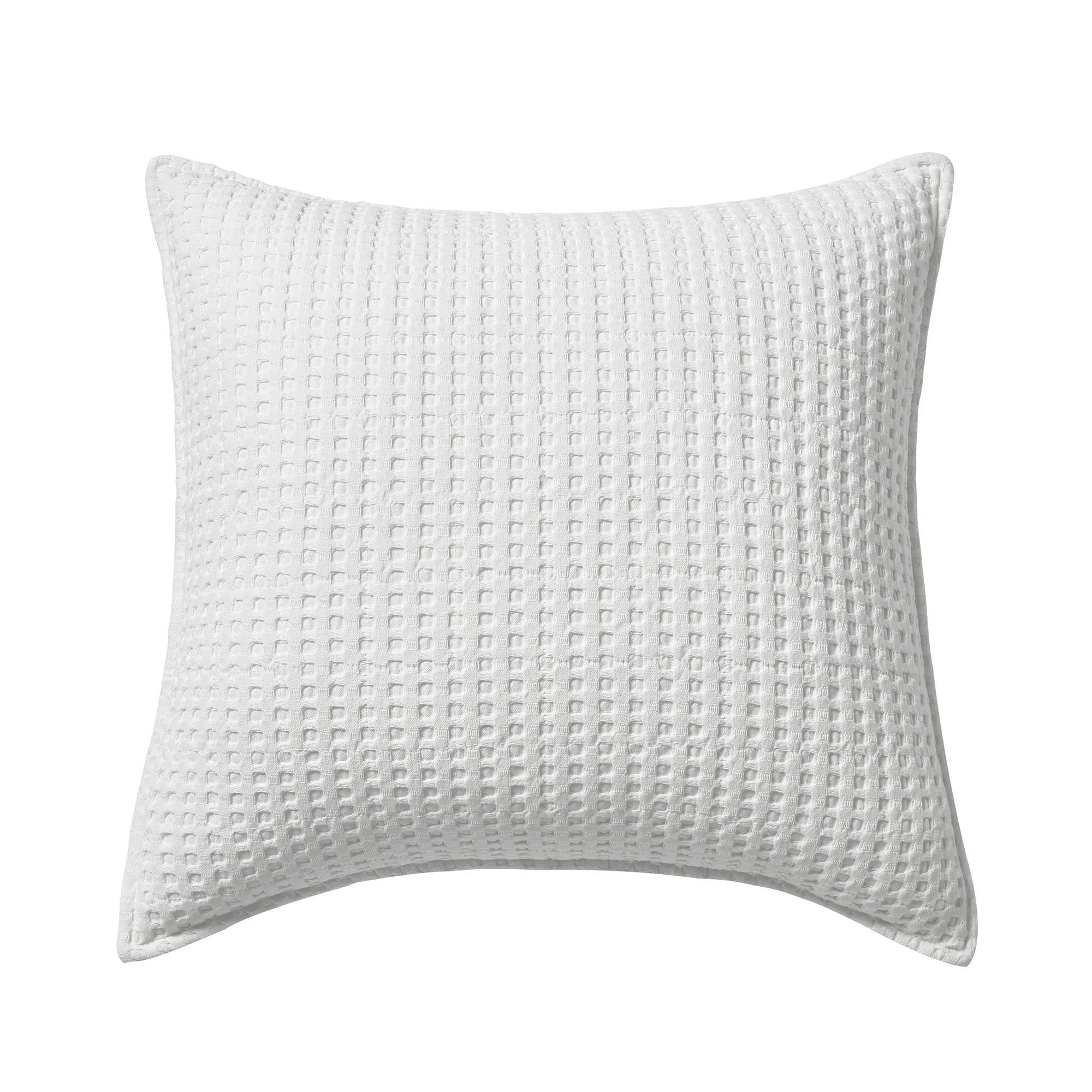 Bright White Cotton Waffle Square Decorative Pillow 20x20