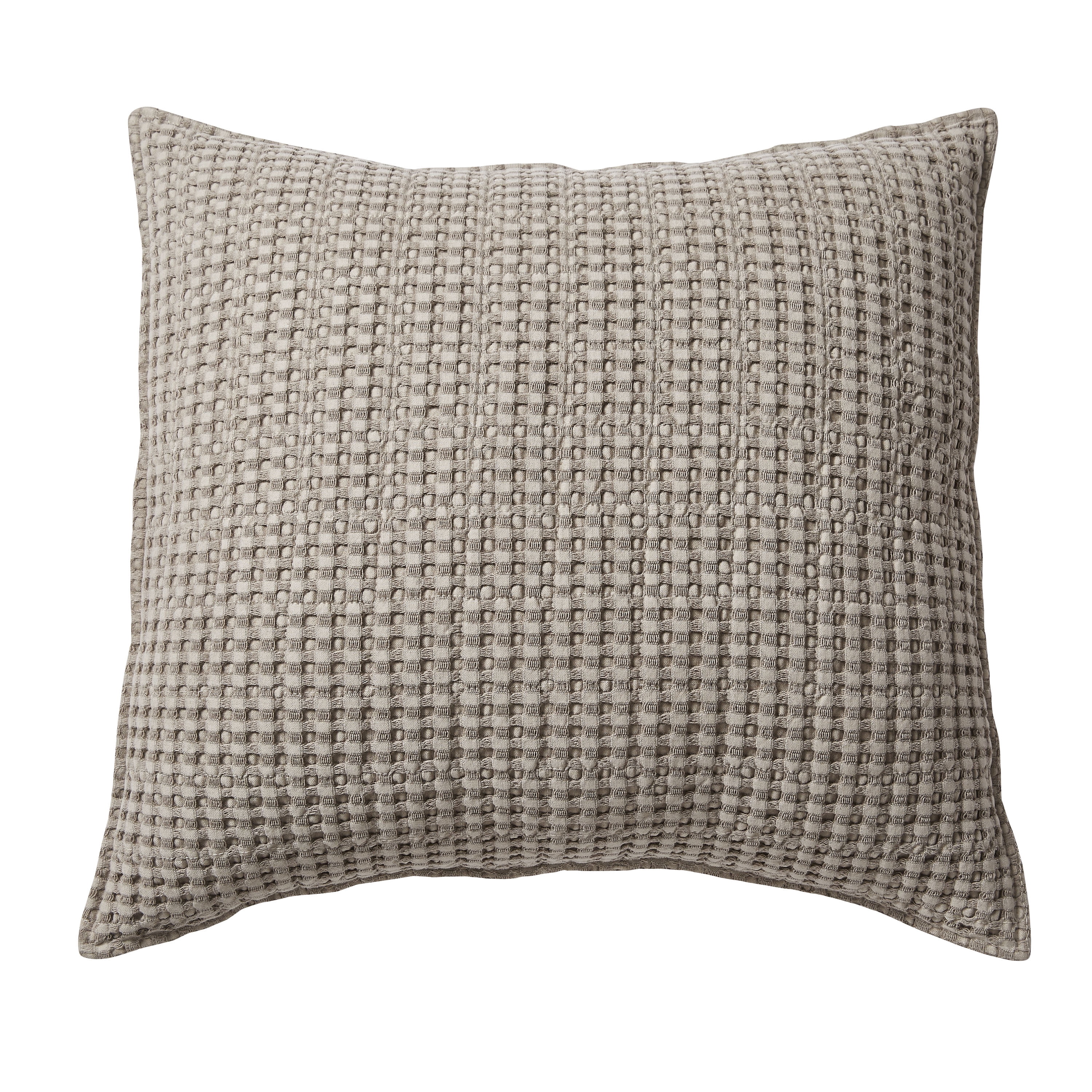 Taupe Cotton Waffle Square Decorative Pillow 20x20