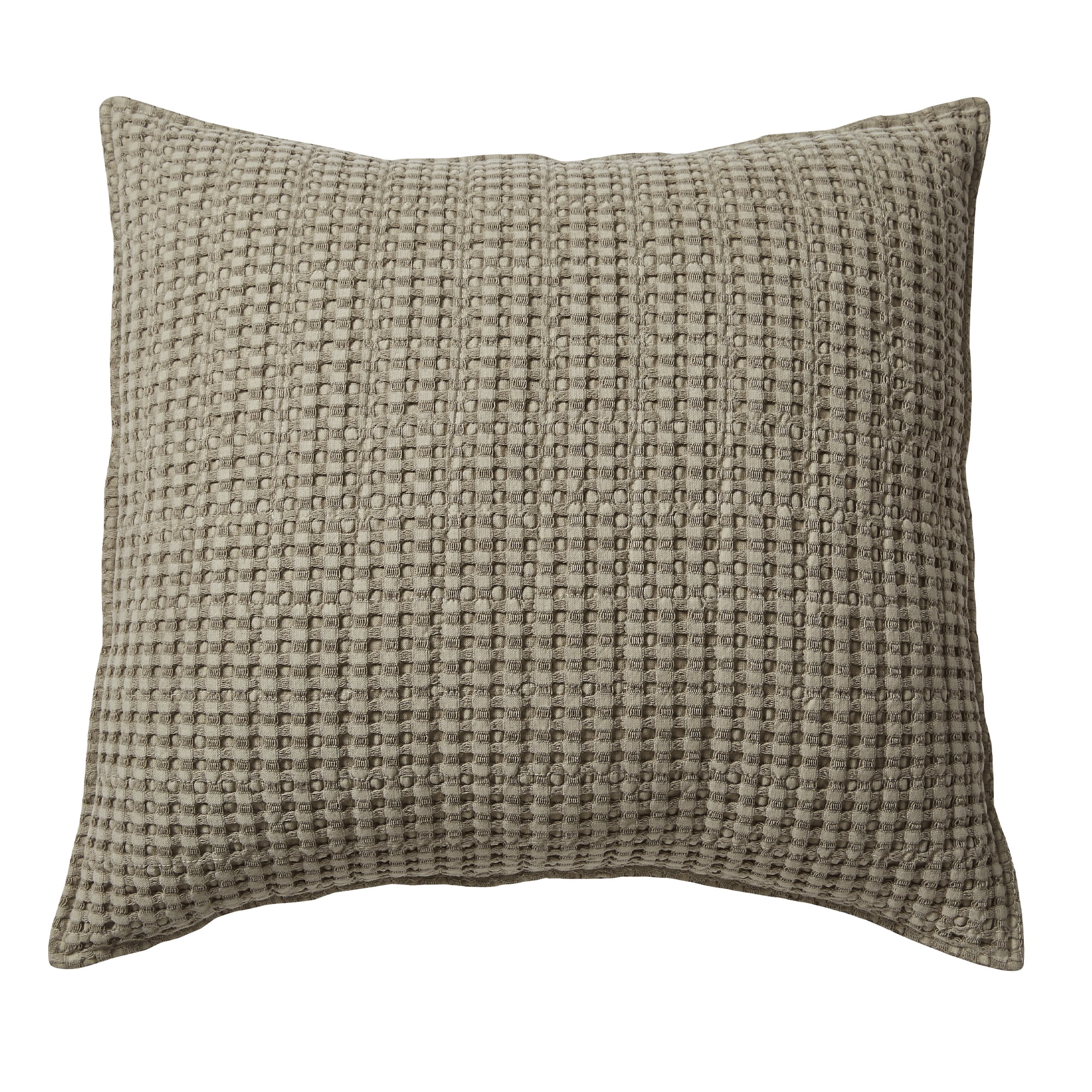Taupe Cotton Waffle Square Decorative Pillow 20x20