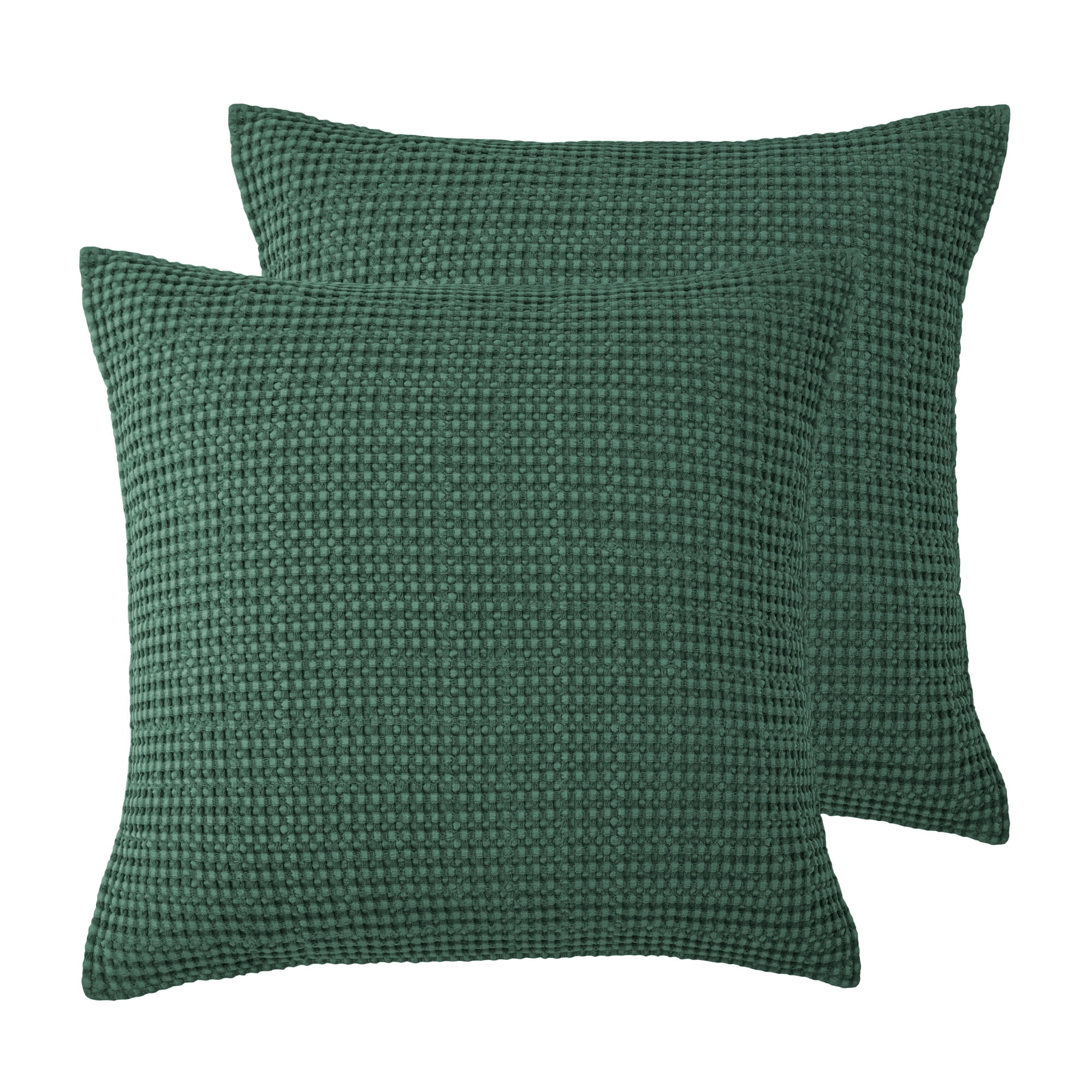 Forest Green Cotton Waffle Euro Sham Set of 2