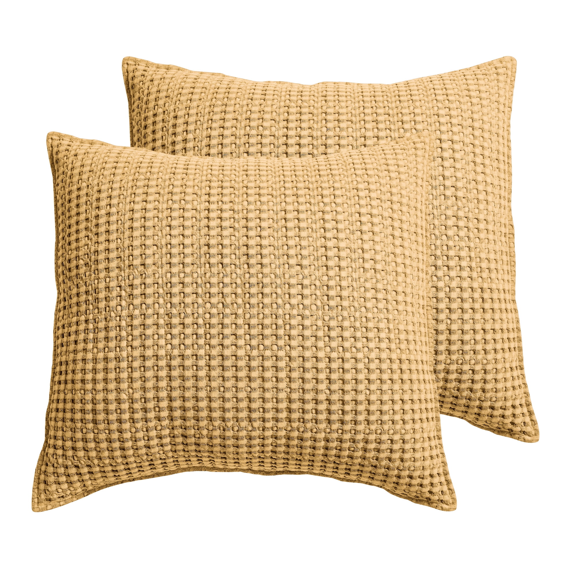 Ochre Cotton Waffle Weave Euro Shams Set of 2