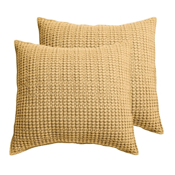 Levtex Home - Mills Waffle - Euro Sham (Set of Two) - Ochre - Sham Size (26 x 26in.)