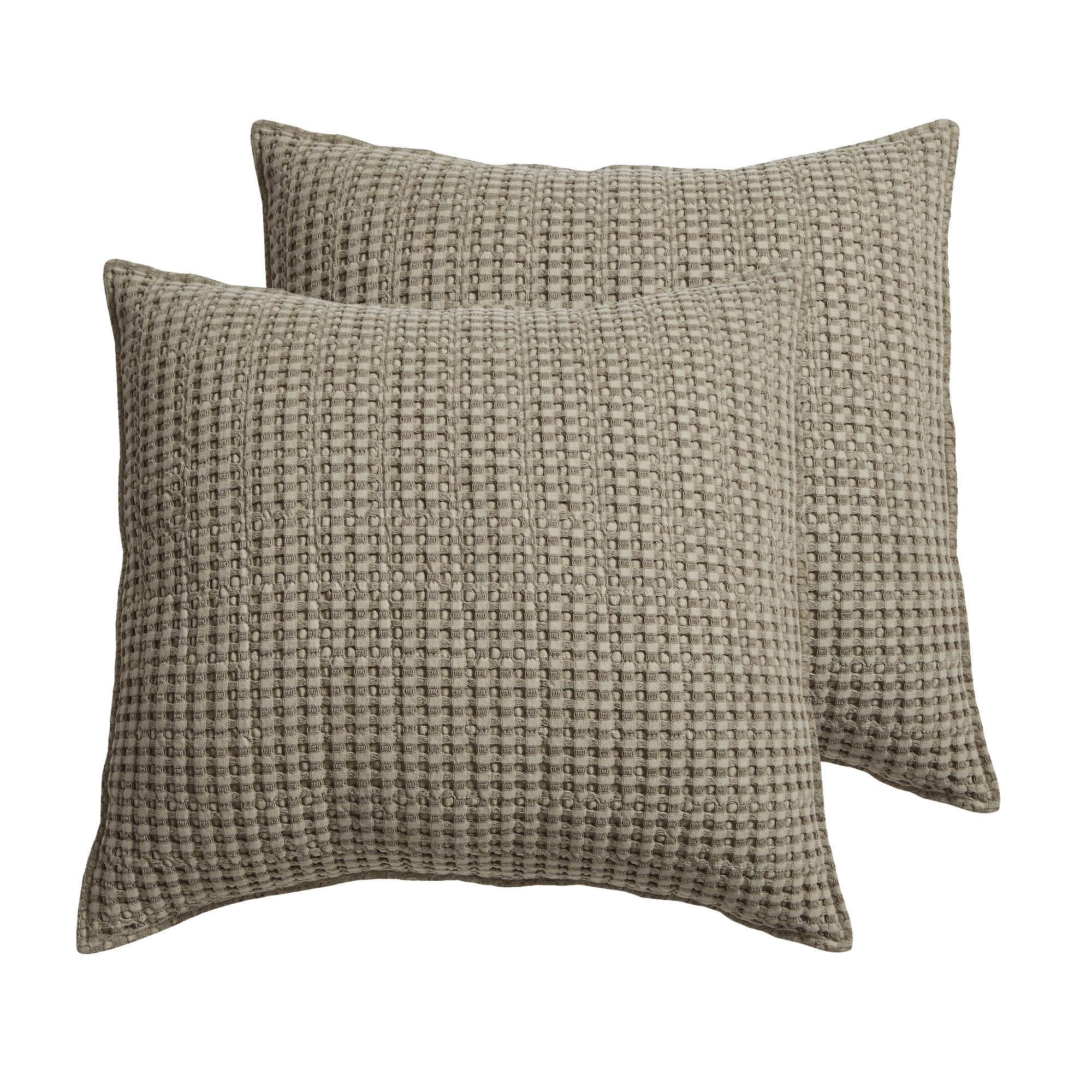 Taupe Waffle Weave Cotton Euro Sham Set of 2