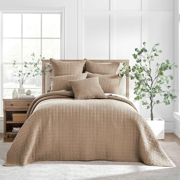 Levtex Home - Mills Waffle - Full Bedspread Set - Blush Cotton Waffle - Bedspread Size (100 x 104in.), Sham Size (26 x 20in.)