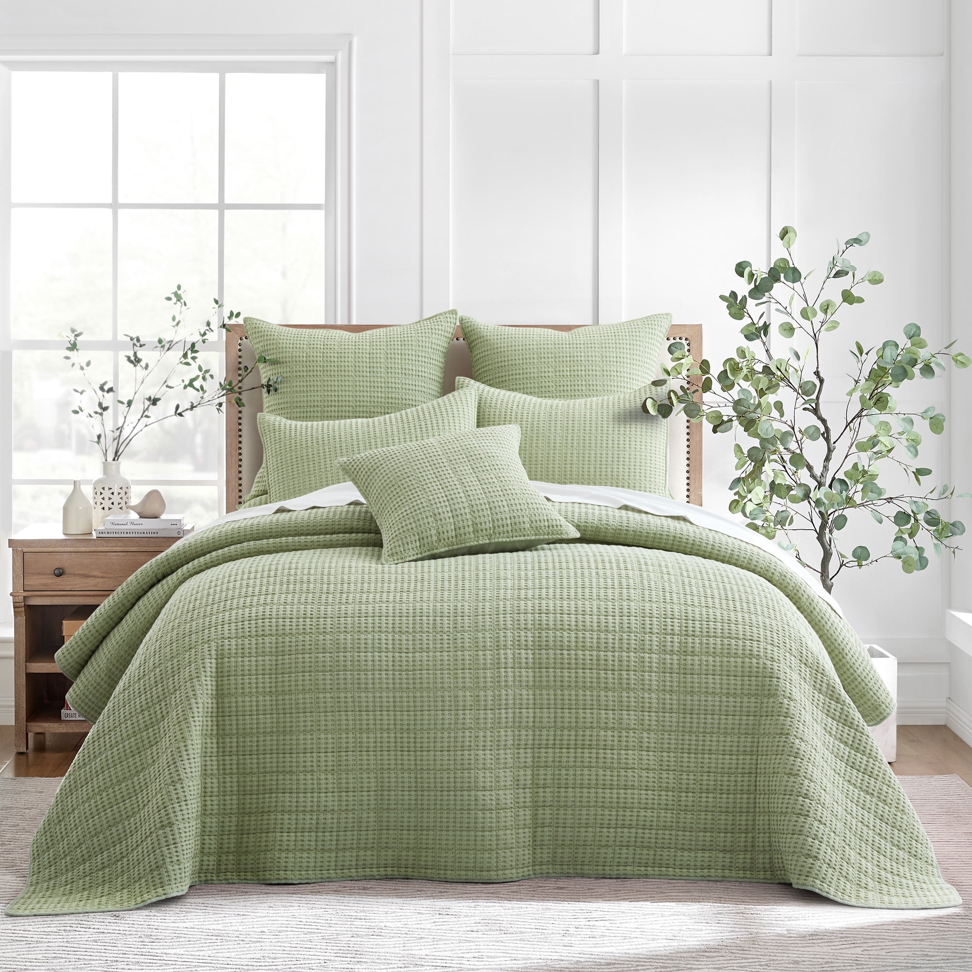 Desert Sage Cotton Waffle Full Bedspread Set
