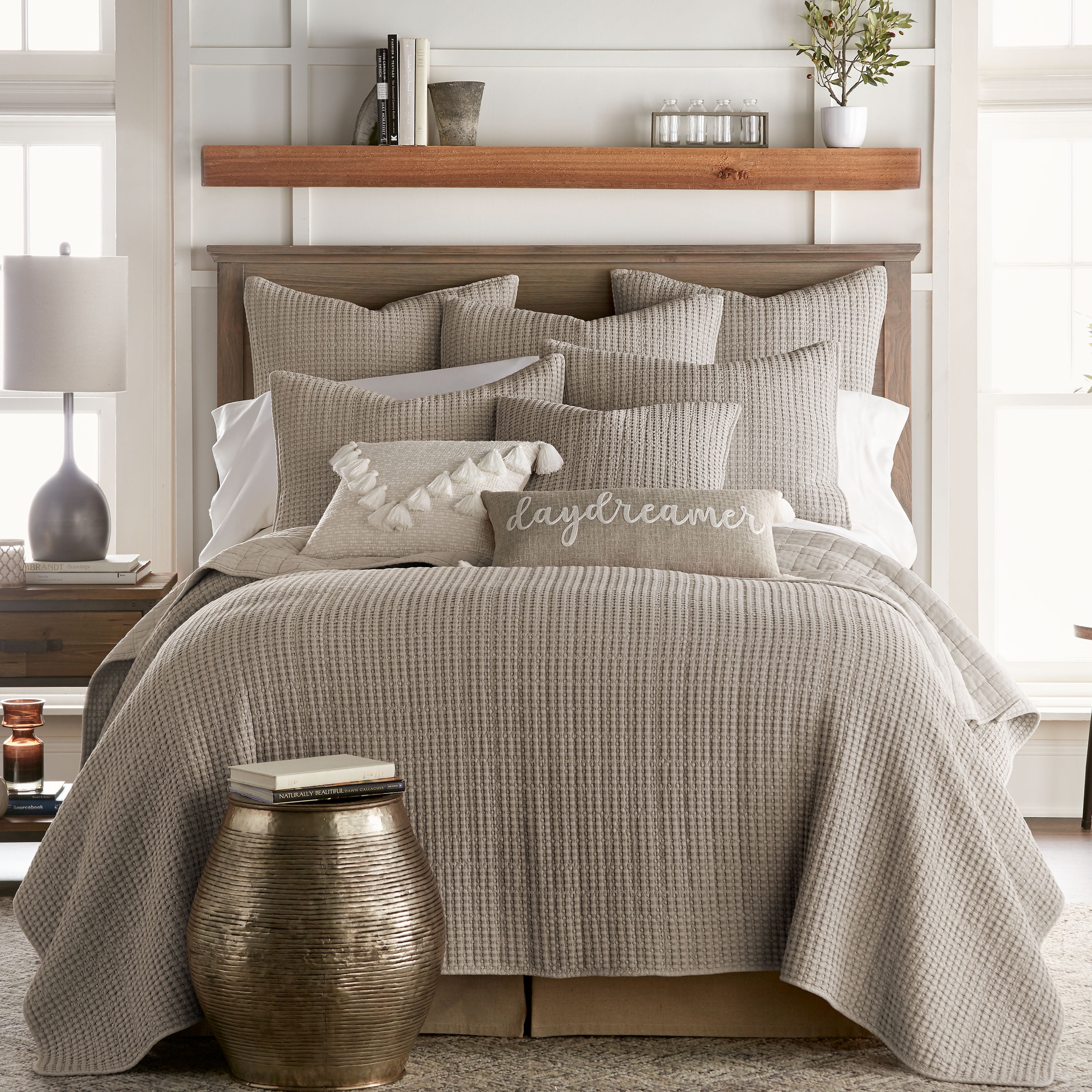 Gray King Reversible Microfiber Quilt and Sham Set
