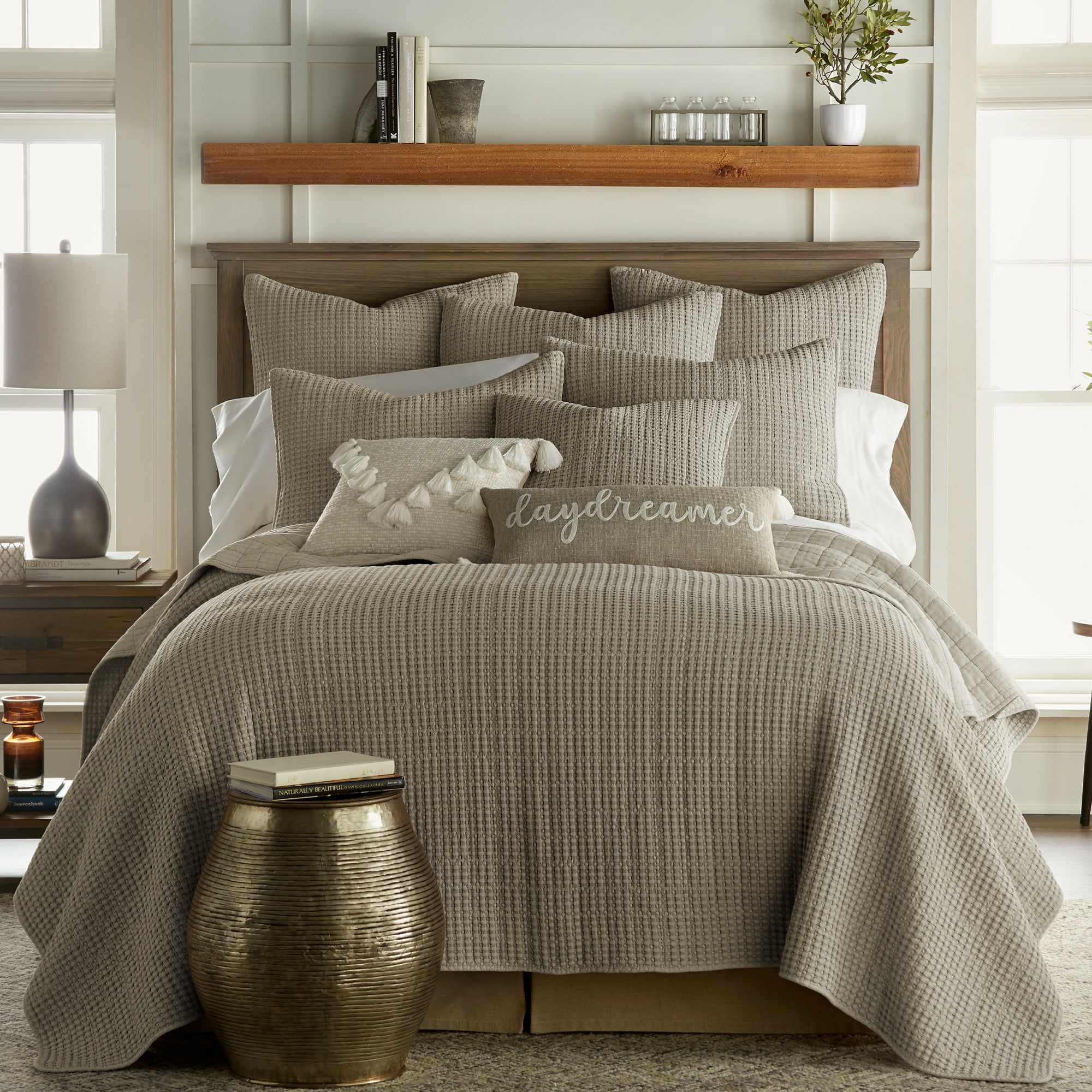 Gray King Reversible Microfiber Quilt and Sham Set
