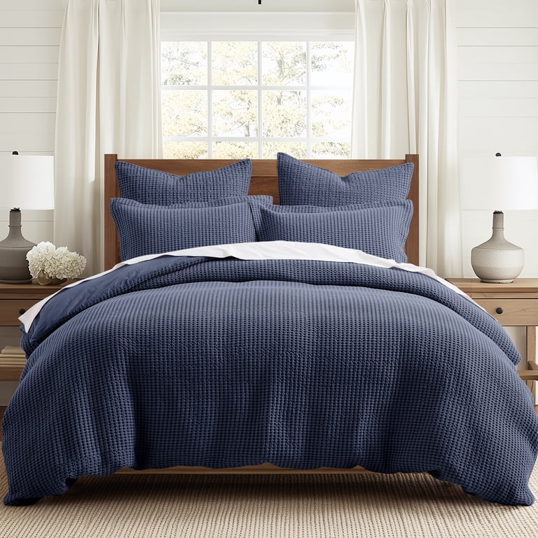 Levtex Home - Twin Mills Waffle Navy Duvet Set - Duvet Cover