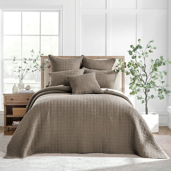Levtex Home - Mills Waffle - Queen Bedspread Set - Cocoa Cotton Waffle - Quilt Size (102 x 118in.), Sham Size (26 x 20in.)