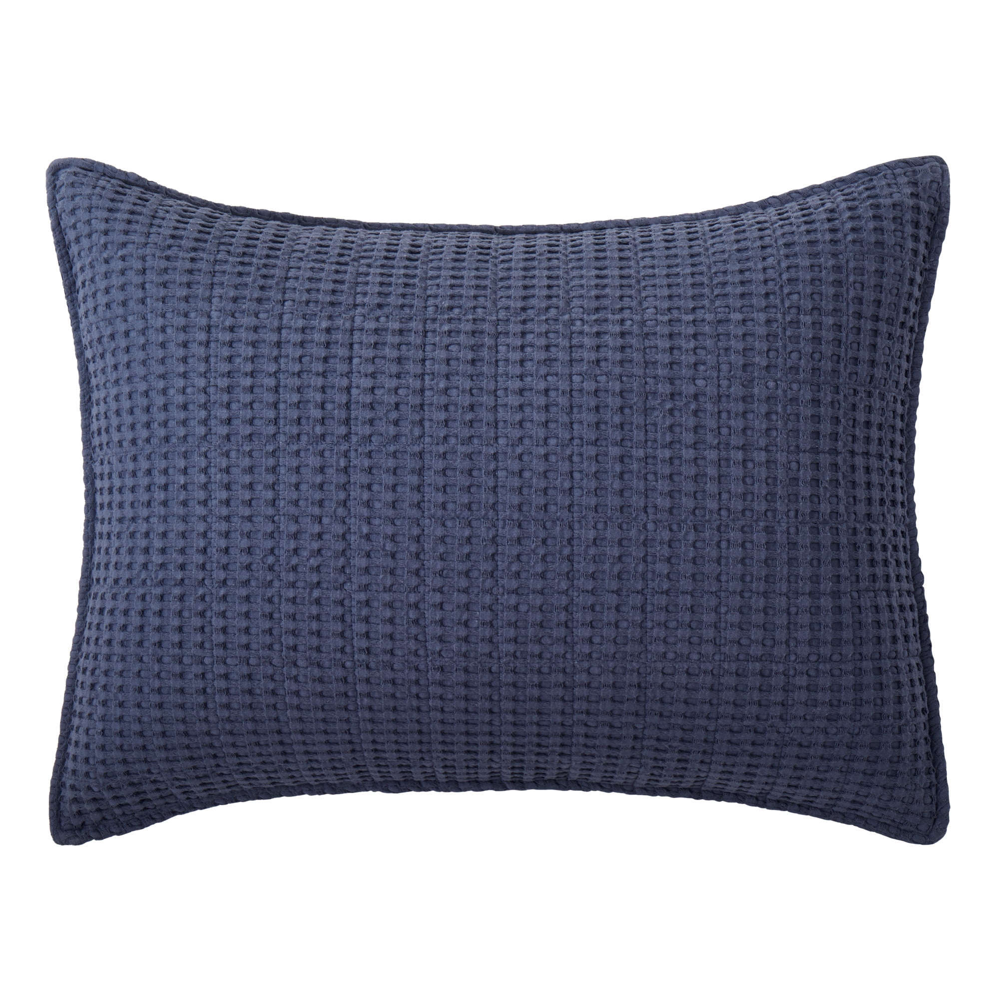 Navy Cotton Waffle Weave Standard Sham Set