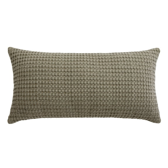 Levtex Home - Mills Waffle Taupe - Decorative Pillow (12 x 24in.) - Waffle - Taupe