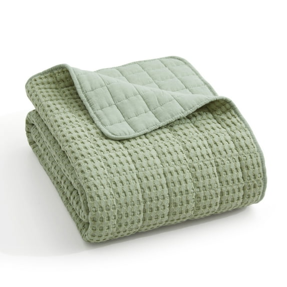 Levtex Home - Mills Waffle - Throw - Desert Sage Cotton Waffle - Throw Size 50 x 60in.
