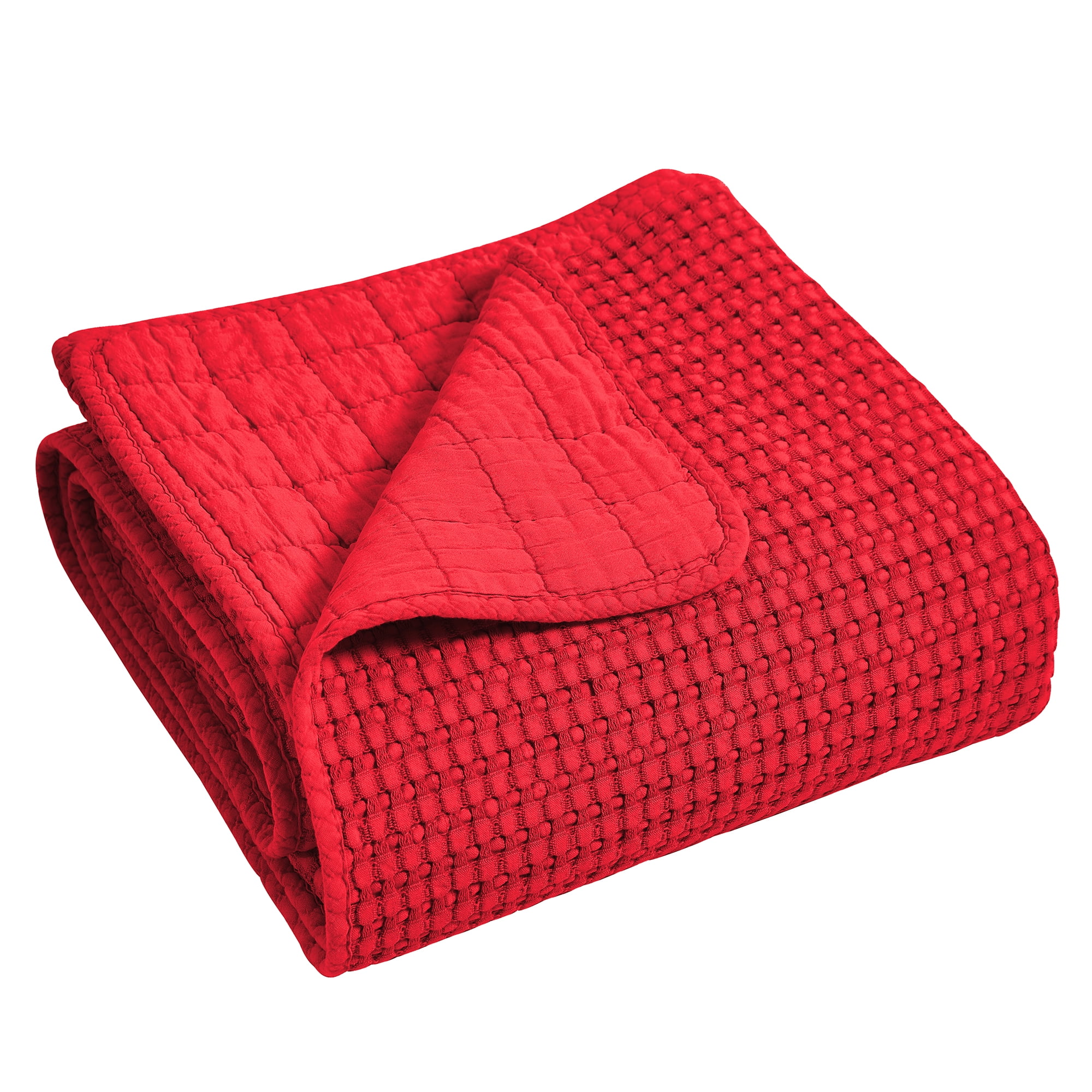 Levtex Home Mills Waffle Throw Red Cotton Waffle Throw Size 50 x 60in