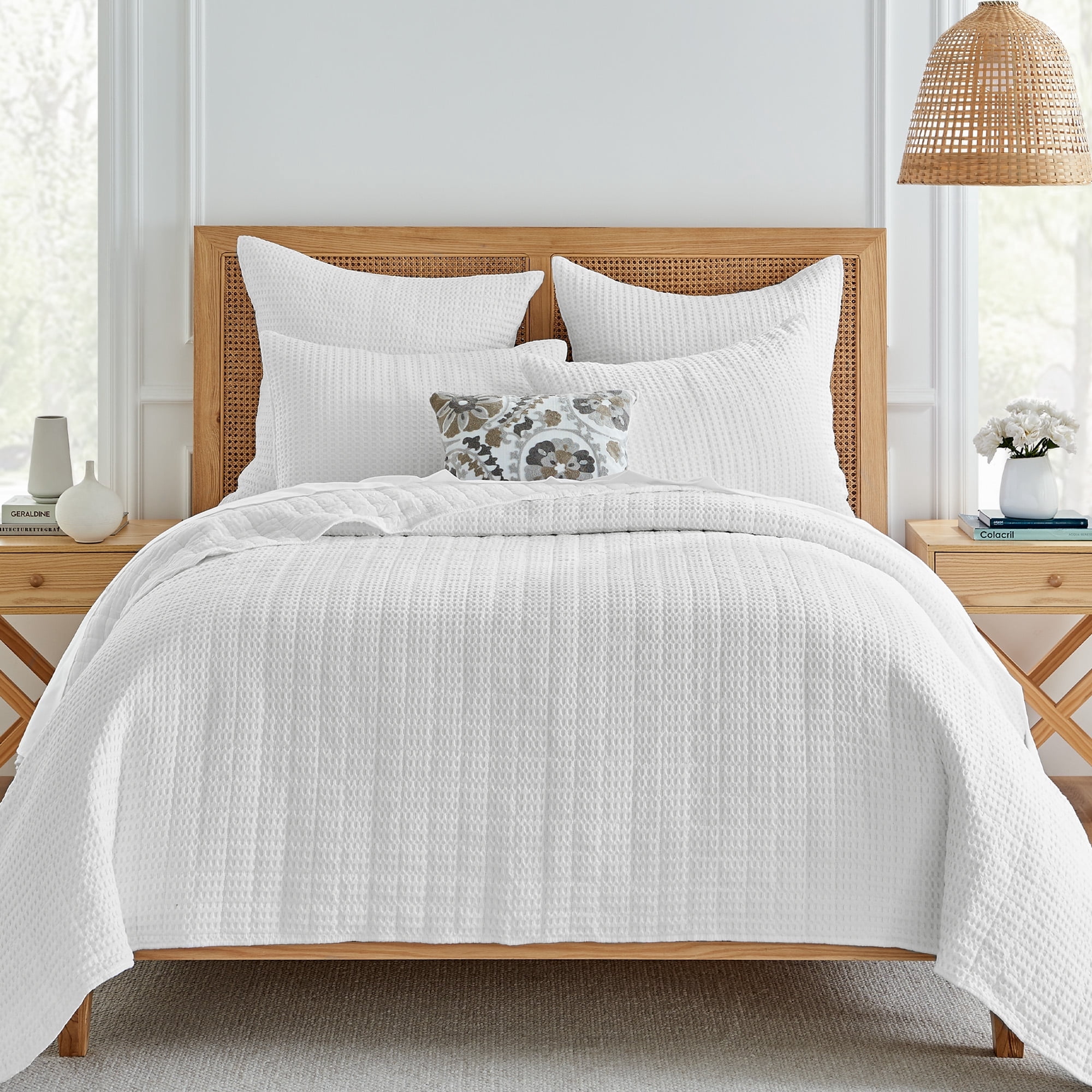 Levtex Home - Mills Waffle - Twin/Twin XL Quilt Set - Bright White Cotton Waffle - Quilt Size (68 x 86in.), Sham Size (26 x 20in.)