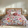 thumbnail image 1 of Levtex Home - Mona Duvet Cover Set - King Duvet Cover (106 x 94in.) + Two King Pillow Cases (36 x 20in. ) - Watercolor Floral - White Mauve Deep Purple Blush Ochre Green - Cotton, 1 of 5