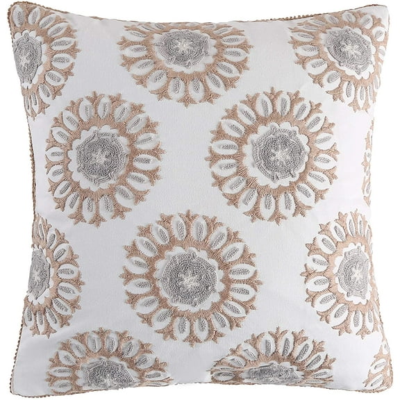 Levtex Home - Nacala - Decorative Pillow (18X18in.) - Mini Medallions - Taupe, Grey and White