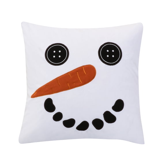 Levtex Home - Northern Star - Decorative Pillow (18X18in.) - Frosty the Snowman Face - Black, White and Orange