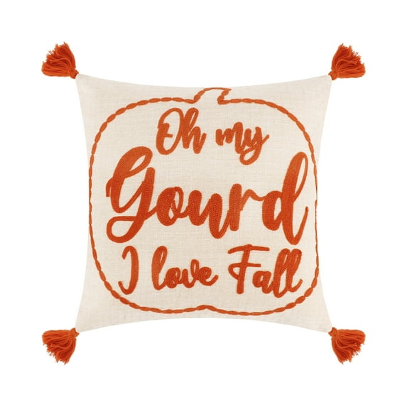 Levtex Home - OH My Gourd - Decorative Pillow (18 x 18in.) - Pumpkin - Burnt Orange and Cream