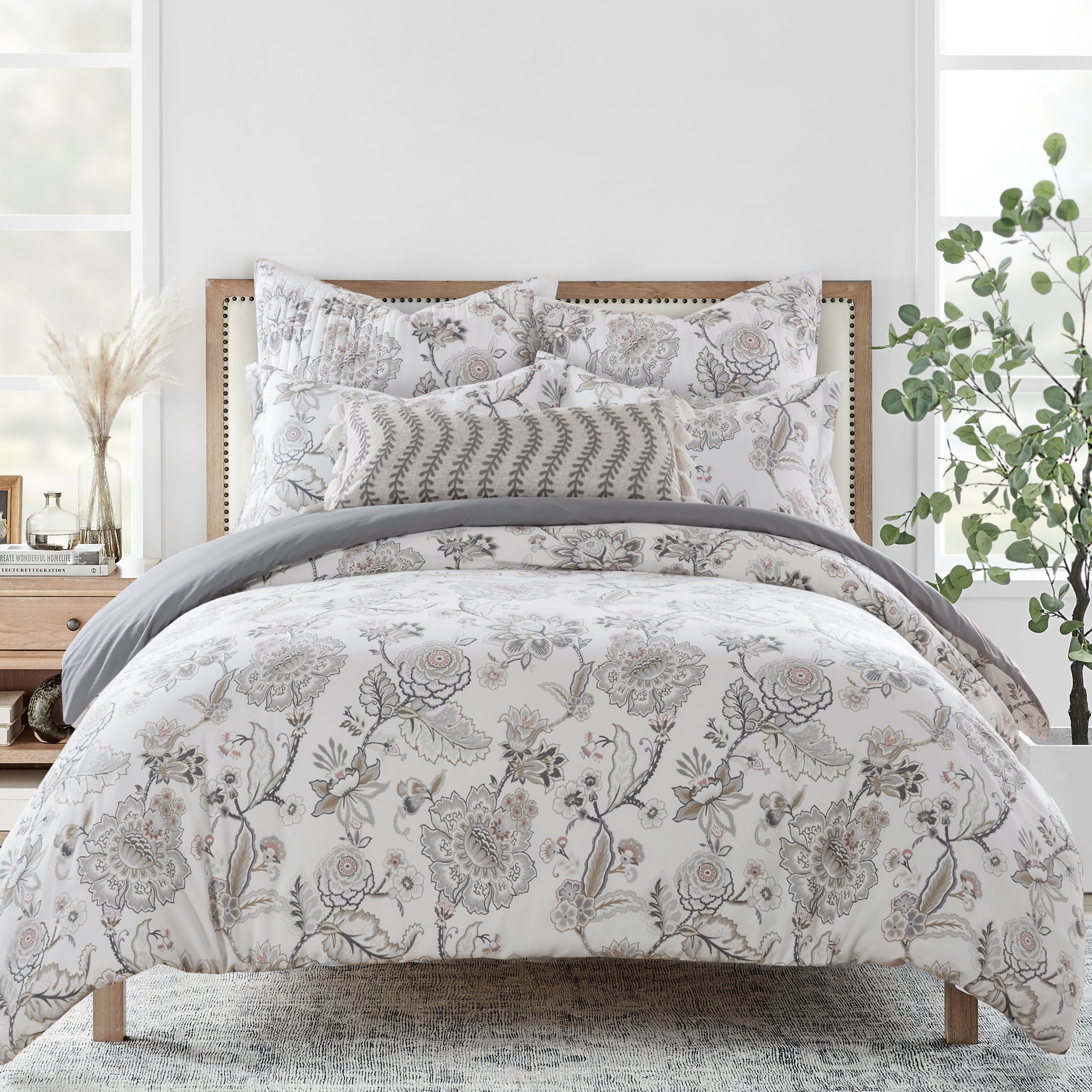 Levtex Home - King Size Ophelia Blush Floral Comforter Set - Taupe