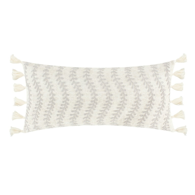 Lumbar Pillow with Embroidered Pattern & Tassels