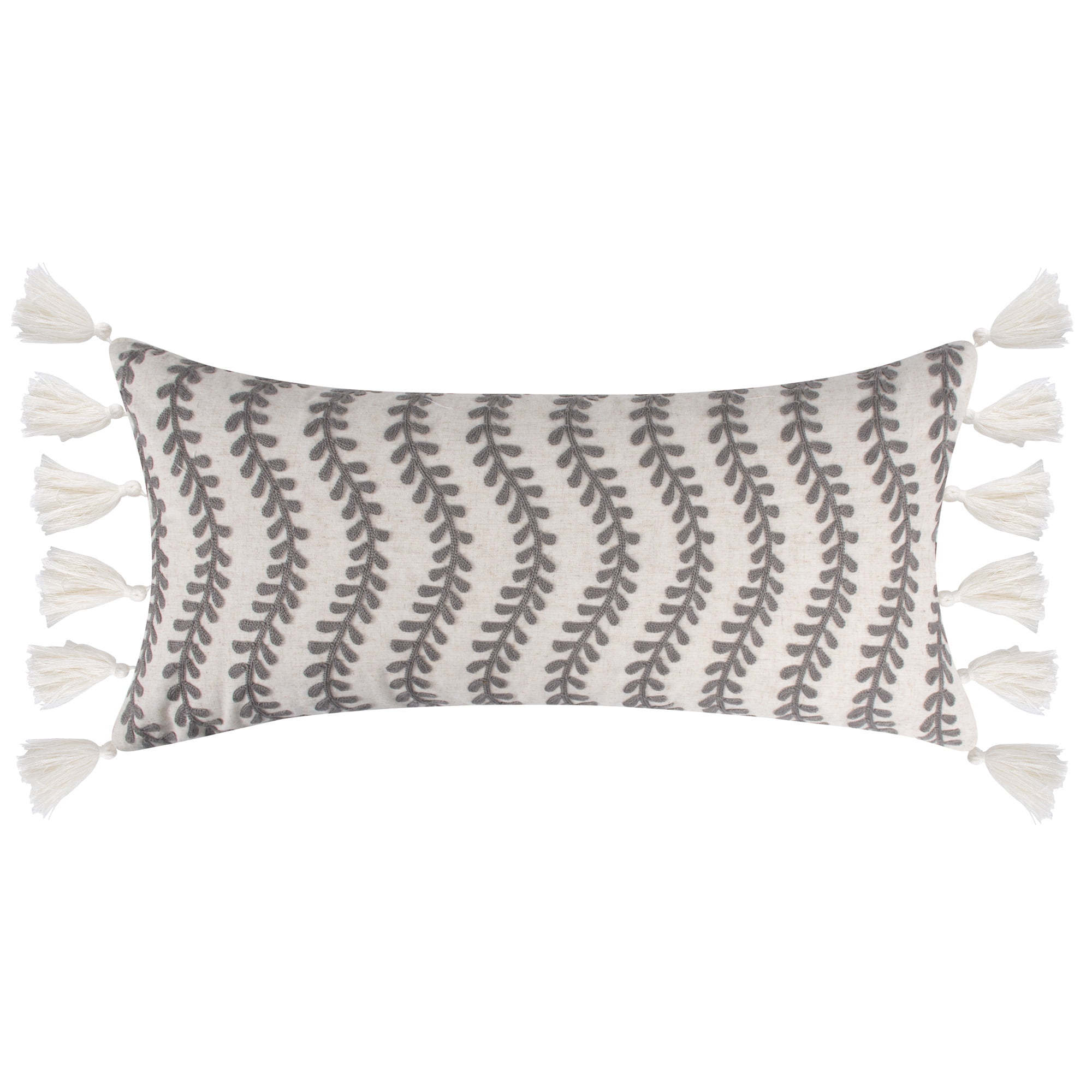 Levtex Home Ophelia Decorative Pillow 14x 30in. Embroidered Tassel Taupe Cream Taupe Cream and Beige Walmart
