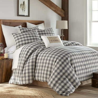 Levtex Home - Paddock Grey Duvet Cover Set - Twin Duvet Cover + Two Standard Pillow Cases - Grey, Cream - Duvet Cover (68 x 86in.) and Pillow Case (26 x 20in.) - Polycotton