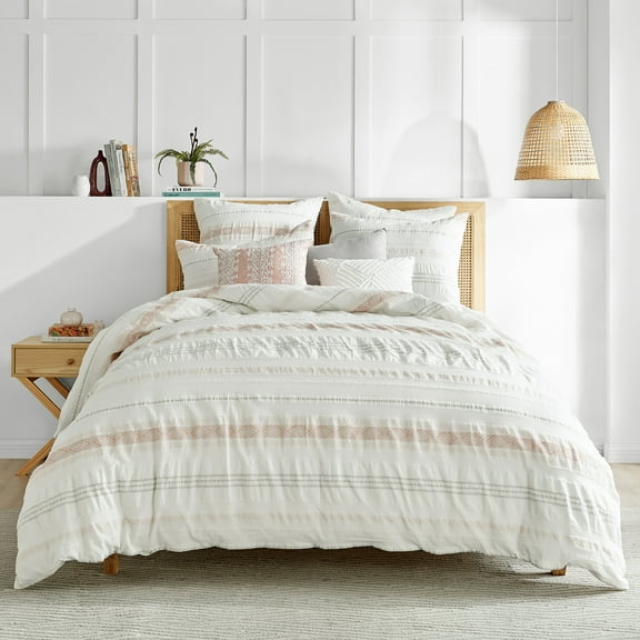 Levtex Home - Pickford Blush Comforter Set - Full/Queen Comforter Two Standard Pillow Cases - Blush, Taupe, Grey, Cream - Jacquard - Comforter (90 x 94in.) and Pillow Case (26 x 20in.) - Cotton