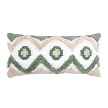 Levtex Home - Pickford Green - Decorative Pillow (12 x 24in.) - Tufted Geometric - Taupe, Green and White