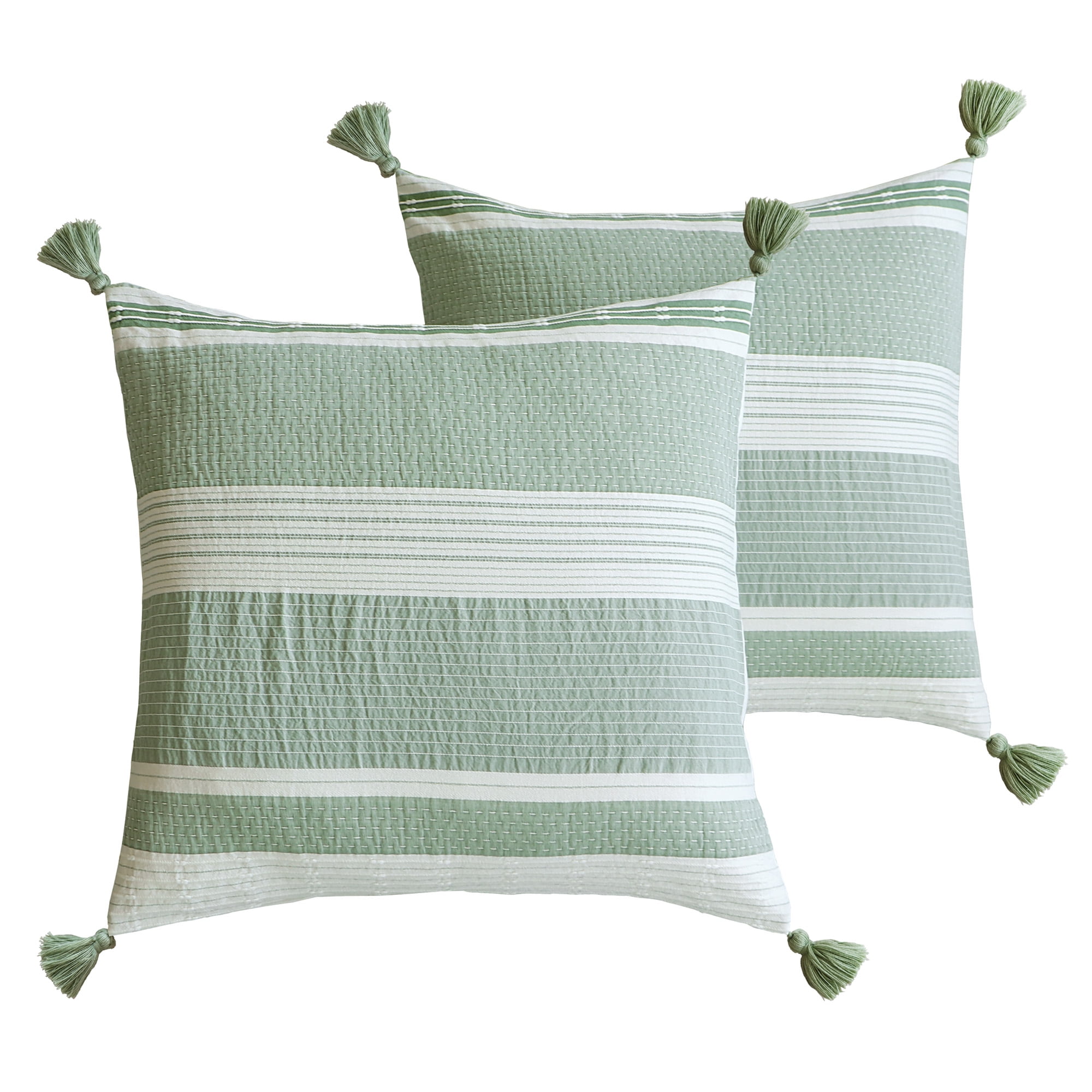 Pickford Green and Off-White Cotton Euro Sham Set