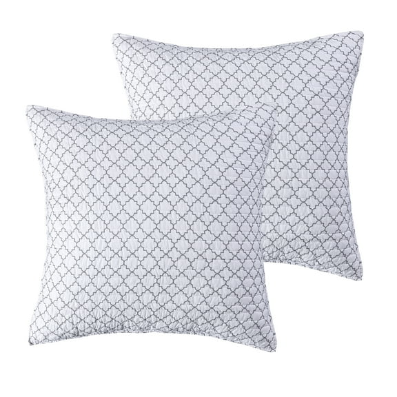 Levtex Home - Pisa - Quilted Euro Shams Set of Two (26 x 26 in.) - Trellis Pattern - Cotton Fabric