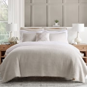 Levtex Home - Pom Pom Quilt - King Quilt - Taupe- Quilt 106x92in. - Reversible - Cotton Fabric