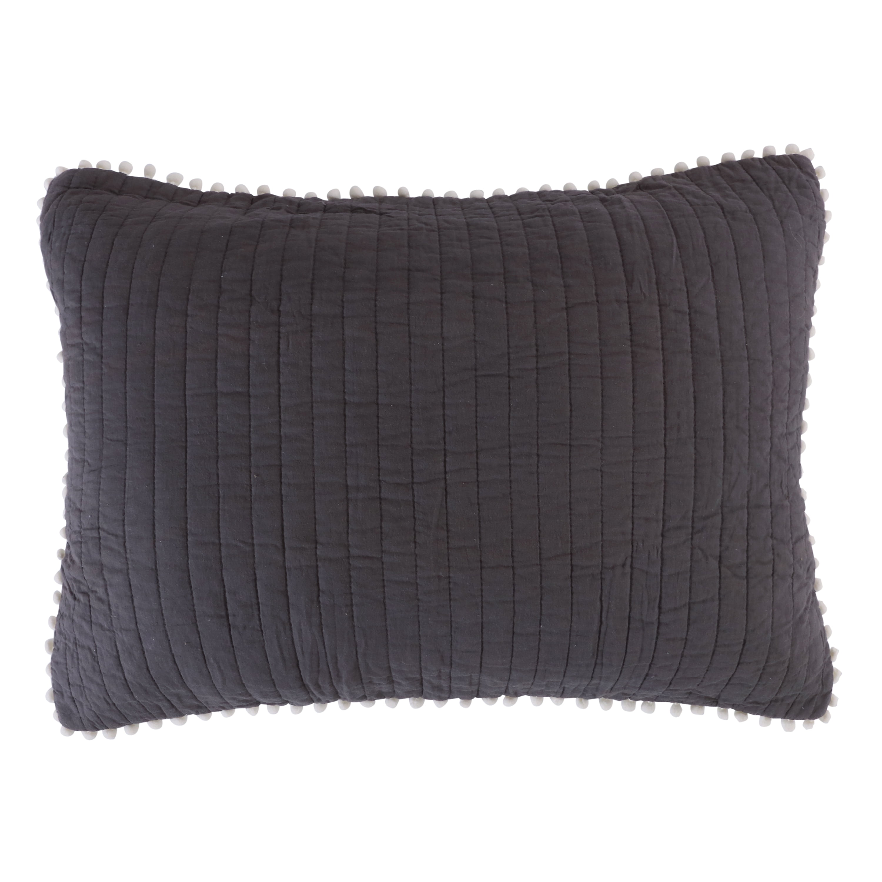 Levtex Home - Pom Pom - Standard Sham (26x20in.) - Slate - Cotton Fabric