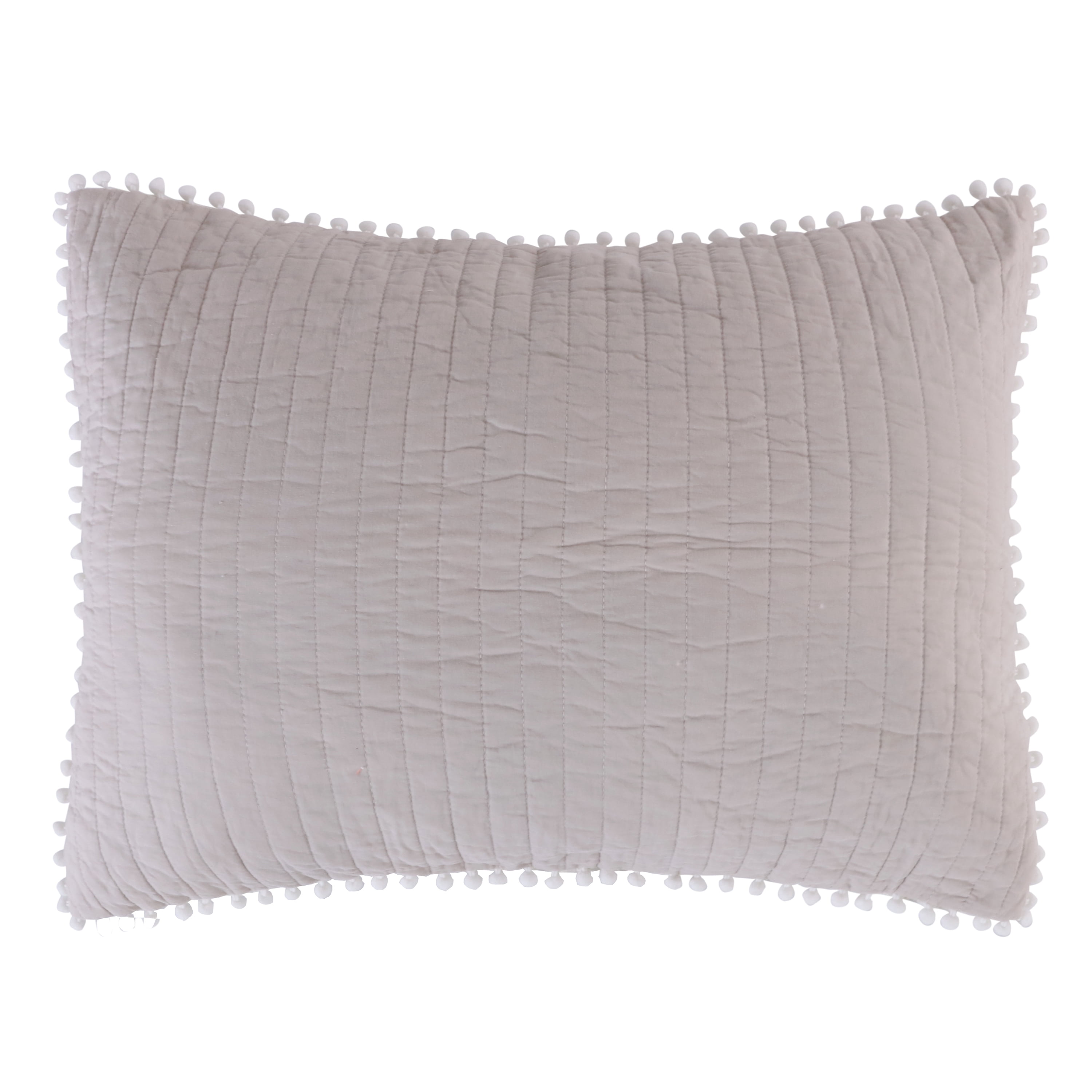 Taupe Cotton Pom Pom Standard/Queen Sham