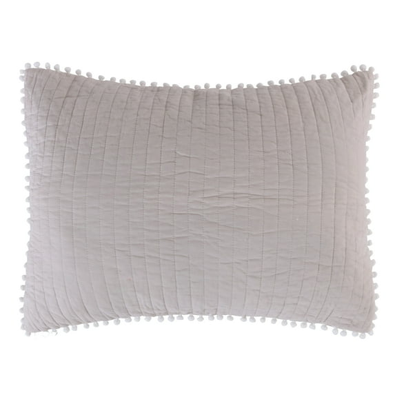 Levtex Home - Pom Pom - Standard Sham (26x20in.) - Taupe - Cotton Fabric