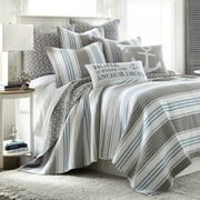 Levtex Home Provincetown Grey Coastal Stripes Cotton Quilt, Full/Queen - Reversible