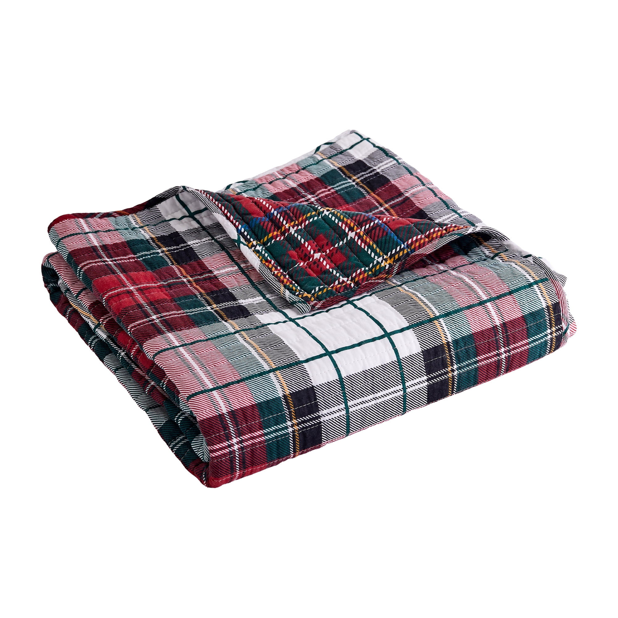 Levtex Home Red Green Plaid Cotton Blend Throw 60