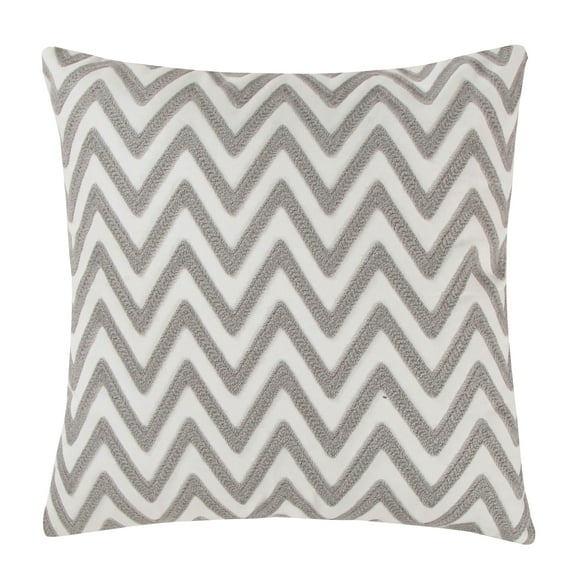Levtex Home - Reverie - Decorative Pillow (18 x 18in.) - Embroidered Chevron - Grey and White
