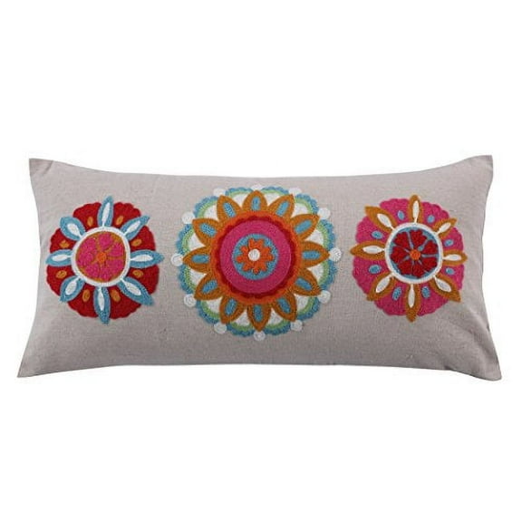 Levtex Home - Rhapsody 3 Medallion Pillow, Multi,Cream, Medallion, 8%Linen/35%Polyester/57%Cotton