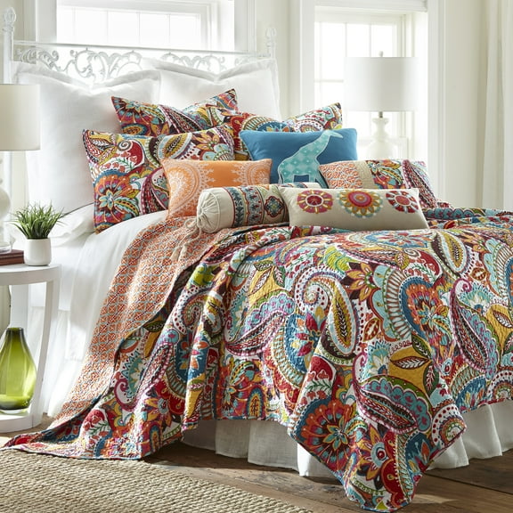 Levtex Home Rhapsody Multicolor Paisley Cotton Quilt, Twin - Reversible