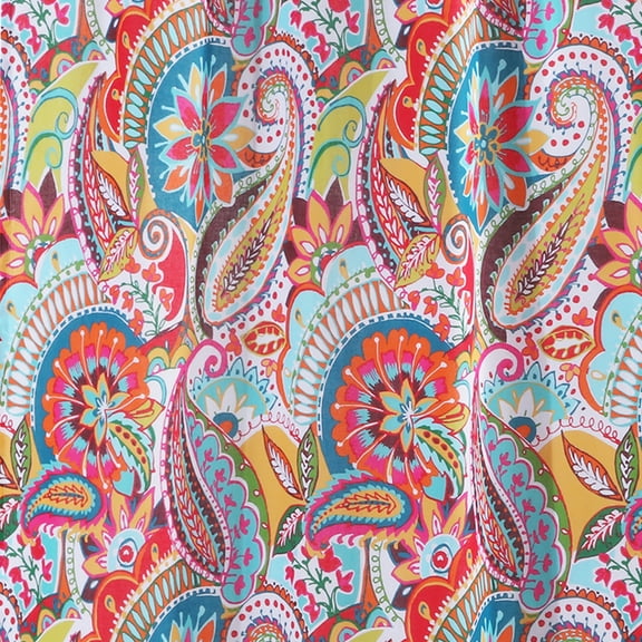 Levtex Home - Rhapsody - Two Curtains 84 inch Length with Rod Pocket - Multi Paisley - Orange, Teal, Red and Blue