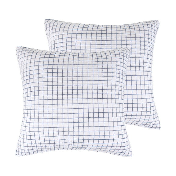 Levtex Home - Riella Garden - Quilted Euro Shams Set of Two (26 x 26 in.) - Graph Pattern - Cotton Fabric