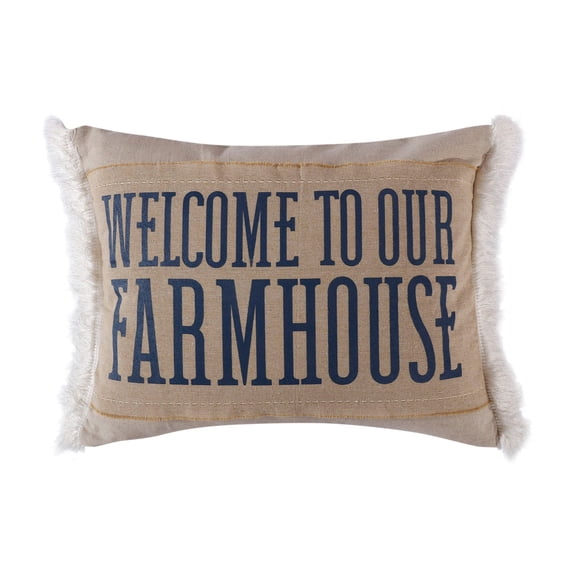 Levtex Home - Rochelle - Decorative Pillow (14x18n.) - Farmhouse - Charcoal, Natural, Cream - Feather Filled Grey/Cream Farmhouse Pillow 14x18